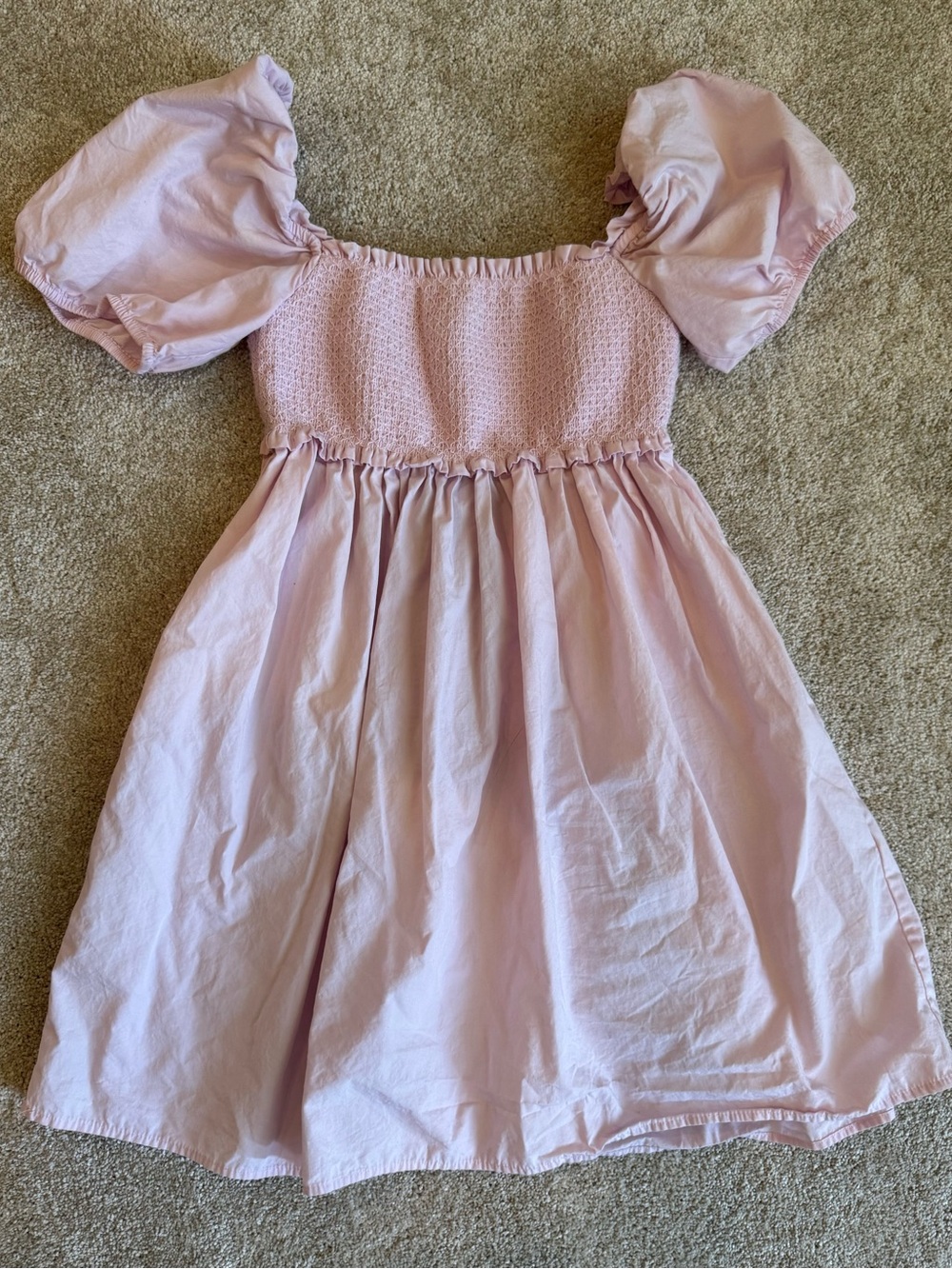 Sunday Best Babydoll Dress Pink Smocked Puff Sleeve Cottagecore Coquette Small